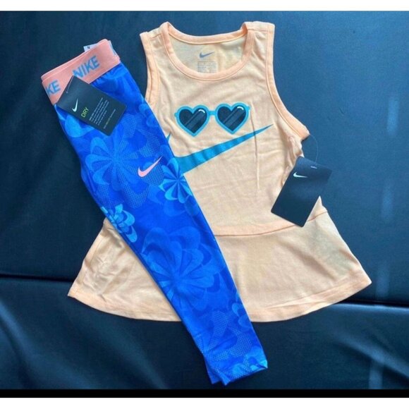 NWT Nike Peplum Tank & Leggings Set Girls Size 5 - Picture 1 of 3